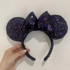 ミッキー型紫スパンコールヘアバンド