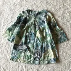 LAURA ASHLEY 麻100% ボタニカル柄スキッパーブラウス　7