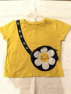 Next イエロー Tシャツ 花柄ポシェット付き80cmのサムネイル