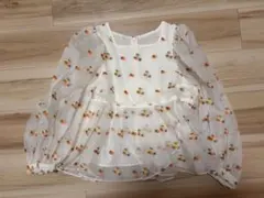 Chesty フラワーパフスリーブブラウス 長袖 チュニック ジャガードトップス