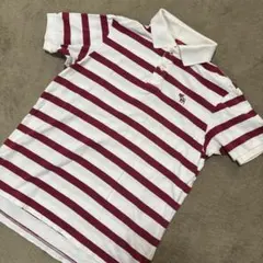 アバクロストライプ ポロシャツ 白/赤