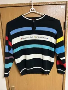 アンジェロガルパスストライプ柄ニットセーターL