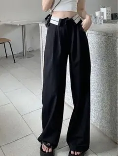 【新品未使用タグ付き】GRL ウエスト折り返しパンツ[nh48]