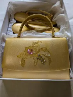 和装用バッグ 草履 セット ゴールド 花柄のサムネイル