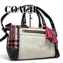 COACH コーチ 2WAY ショルダーバッグ ツイード チェック柄 レディース