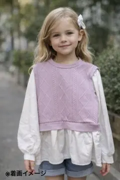 紫と白のレイヤード長袖シャツ