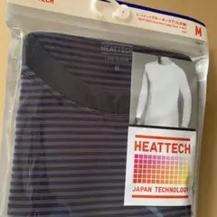 ユニクロ ヒートテッククルーネックT メンズ Mサイズ ボーダーブルー