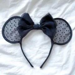 ディズニー　ミニーカチューシャ　シースルードット　黒