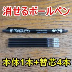 消せるボールペン 本体 黒1本+替4本