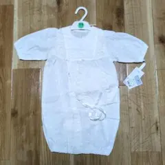 帽子付ホワイトフリル花柄ツーウェイ・ドレスオール　50〜60サイズ　セレモニー