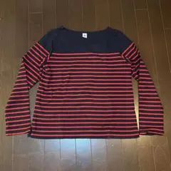 PETIT BATEAU 赤黒ストライプ 長袖Tシャツ L