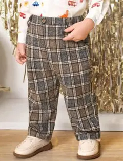 新品未使用 レトロ チェック パンツ 長ズボン おしゃれ 92~98cm