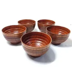 汁椀 吸物椀 漆器 千筋汁椀 摺漆内朱 5客 木製 在庫整理 雑煮椀 おせち 