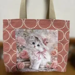 ハンドメイドバック 大サイズ いちご 薔薇 パネル 猫 - メルカリ