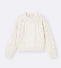 GU ケーブルクルーネックニットプルオーバー M