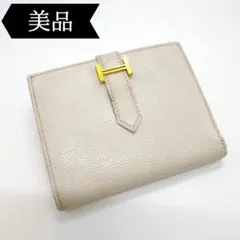 美品】エルメス べアンミニ ホワイト □K刻印 カード コインケース 
