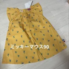 新品　Disney ミッキーマウス 総柄 ワンピース イエロー　90のサムネイル