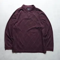 haggar. 長袖ポロシャツ L相当 ダイヤ柄 バーガンディ ボルドー