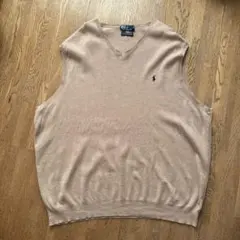 ポロ ラルフローレン ベージュ Vネック ベスト ニット 3XLT