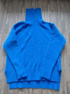 ニット タートルネック 長袖　青