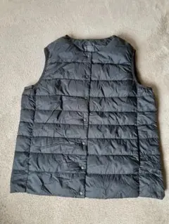 無印良品 高品質ノーカラーダウンベスト人気ブラックXL