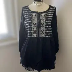 刺繍長袖チュニックブラックフェアリーグランジY2k森ガール00sのサムネイル