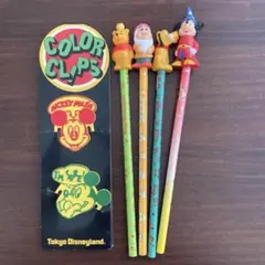 ディズニーランド 鉛筆セット　10周年ファンタジアミッキー　（おまけ）クリップ