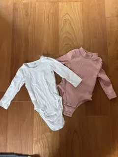 リブ編み長袖ボディスーツ2色セット