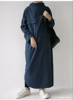 版型人臺★　Antica　連衣裙　立領　灰藍色