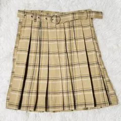 チェック柄 プリーツスカート ベルト付き