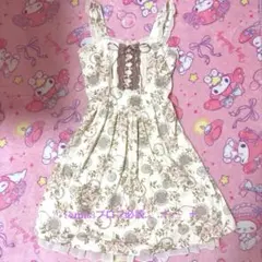 axes 花柄ロリータワンピース　レースアップリボンレースフリル　ジャンスカ