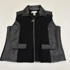 【高級素材】VICTORIA HARBOUR ウール×レザー 切り替えベストのサムネイル