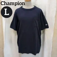 チャンピオン ポケットTシャツ ネイビー Lサイズ 古着