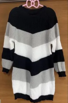 ストライプデザイン長袖ニット