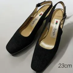 銀座かねまつ ミススレンダー23cm C スリングバック パンプス ヒール5.5