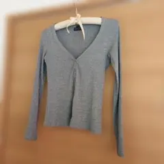 ZARA グレー Vネック 長袖トップス　カーディガン
