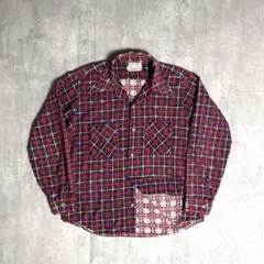 か*ん様 50s プリントネルシャツ マチ付き フェード 青系 ビッグサイズ か*ん様 50s プリントネルシャツ マチ付き フェード 青系 ビッグサイズ