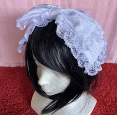 【ホワイトレース】リボンカチューシャ【手作り】