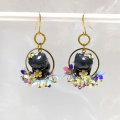 18747…チャーム・トコトコレジン黒猫ちゃん(1pair)￥1,200-