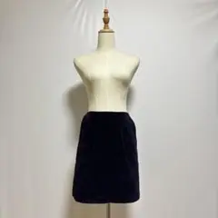 Ray BEAMSフロッキーミニスカート（L）ネイビー系　フェミニン　裏地あり