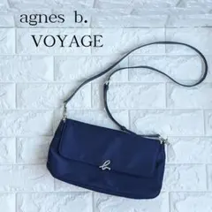 美品 アニエスベー ボヤージュ ナイロン ショルダーバッグ ネイビーのサムネイル