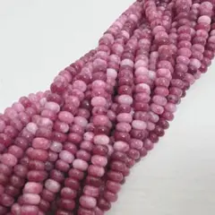N61/天然石◇ジェイド ピンクパープル系 ロンデル形 1連 - メルカリ