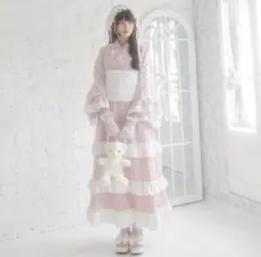お嬢様パールレースフリル浴衣 ピンク M Deat My Love - メルカリ