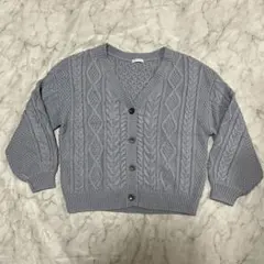 美品　glacier ケーブル編みカーディガン　Lサイズ　くすみ系の水色