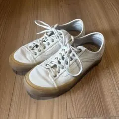VANS オールドスクール 白 ガムソール 27.5cm