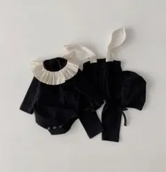 petit kid プリーツ襟スリーピース　ブラック　80