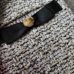 ツイードワンピース、 ホワイト・ブラック・ゴールド