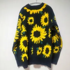 ひまわり柄オーバーサイズ ニットセーター XL 古着