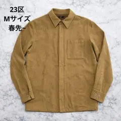 【23区 HOMME】ジップアップ シャツジャケット ウール調 M キャメルのサムネイル