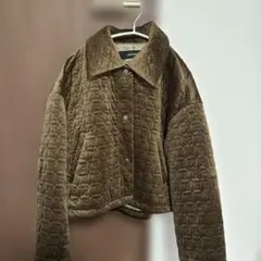 ジャーナルスタンダード　別珍キルティングクルーネックショートブルゾン　カーキ